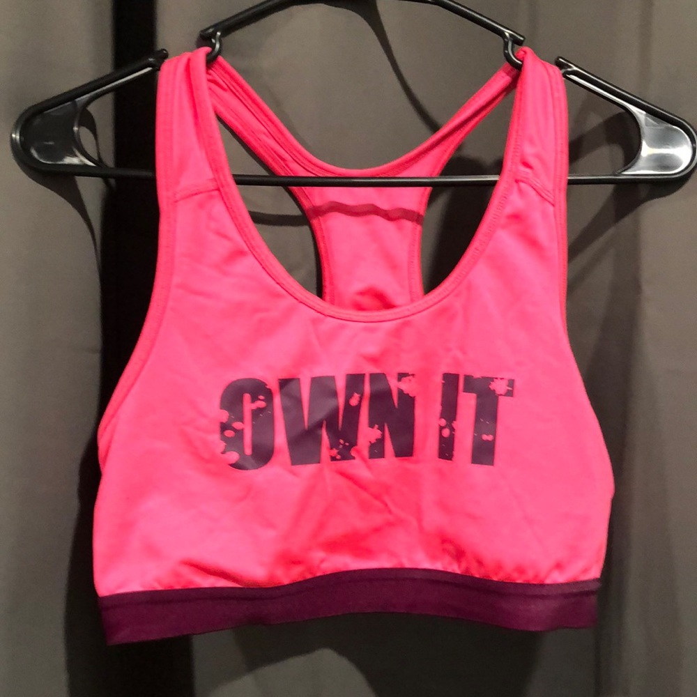Neon pink & magenta sports bra